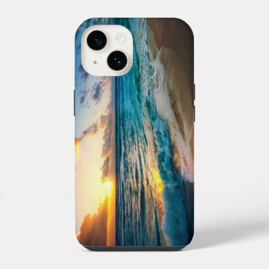 Apple iPhone 14 カバー - 海辺のサンセット (裏面)