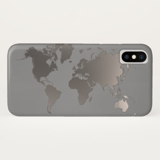 Apple iPhone Xケース世界地図ビジネス旅行グレー Case-Mate iPhoneケース (裏面(横))