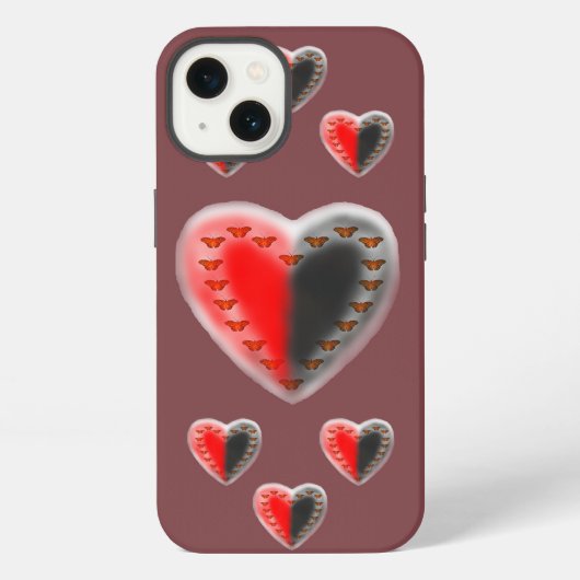 Apple iPhone X、陰陽蝶ハート iPhoneケース (裏面)