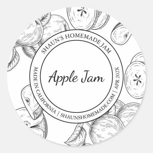 Apple Jam Sketchラベモダンル ラウンドシール (正面)