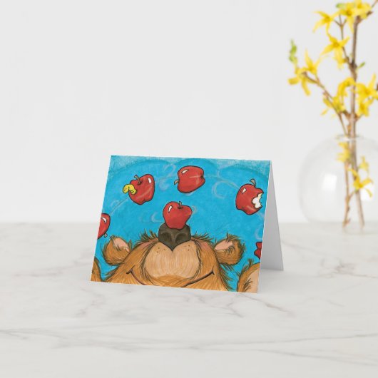 Apple Juggling Bear / Note Card カード (黄色い花)