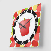 Apple Jumbleパターン スクエア壁時計 (傾斜)