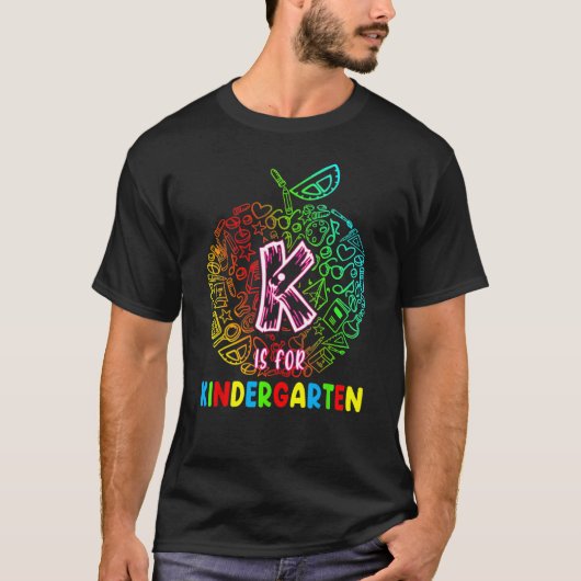 Apple K Is For Kindergarten Back To School For Kid Tシャツ (正面)