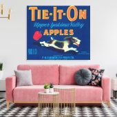 Apple Labelに結ぶ(青) - Tieton, WA キャンバスプリント (インサイチュ (リビング))