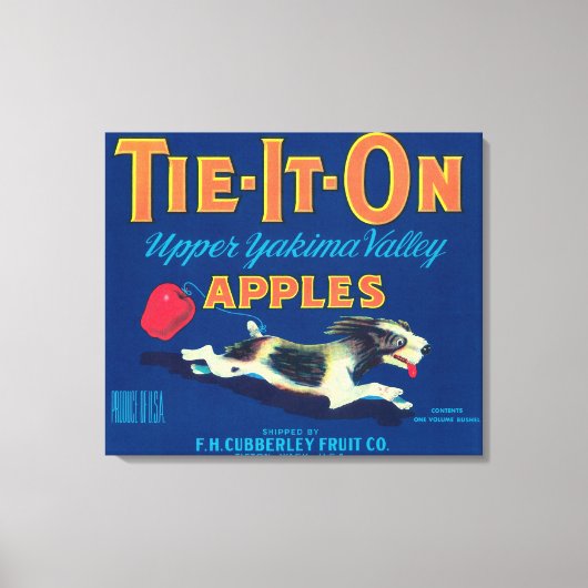 Apple Labelに結ぶ(青) - Tieton, WA キャンバスプリント (正面)