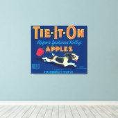 Apple Labelに結ぶ(青) - Tieton, WA キャンバスプリント (インサイチュ (ウッドフロア))