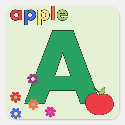 Apple Letter A スクエアシール (正面)