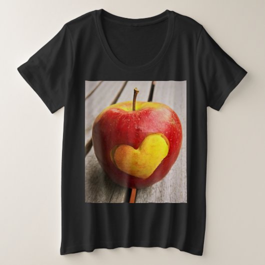 「Apple Love」かわいい写真。買今 プラスサイズTシャツ (デザイン正面)