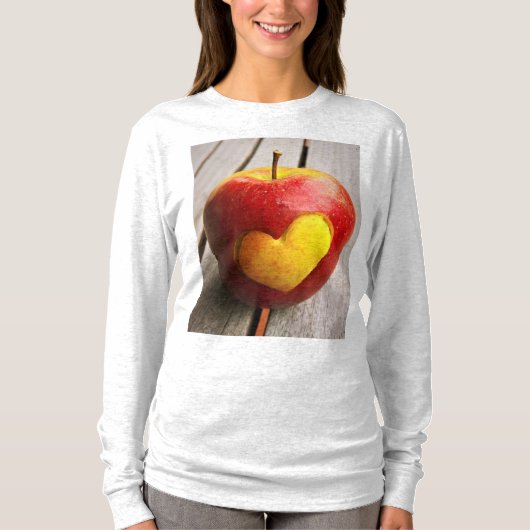 「Apple Love」かわいい写真。買今 Tシャツ (正面)