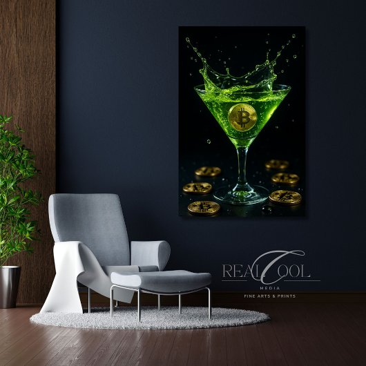 Apple Martini Glass浮動Bitcoin Art キャンバスプリント
