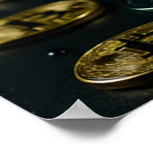 Apple Martini Glass with Floating Bitcoin Art  ポスター (角)