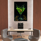 Apple Martini Glass with Floating Bitcoin Art  ポスター