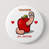 Apple Name Pinbackの先生評価ワーム 缶バッジ (正面)