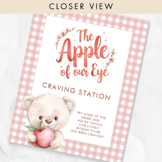 Apple of Eye Gingham赤ちゃんシャワー渇望ステーション ポスター