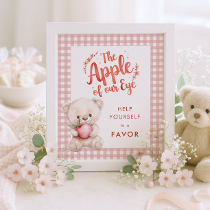 Apple of Eye Gingham Baby Showerの好意のサイン ポスター