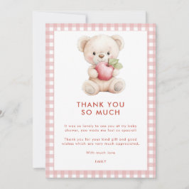 Apple of Eye Gingham Bear Baby Showerありがとう カード