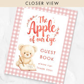 Apple of Eye Gingham Sign Guest Book Baby Shower ポスター