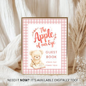 Apple of Eye Gingham Sign Guest Book Baby Shower ポスター