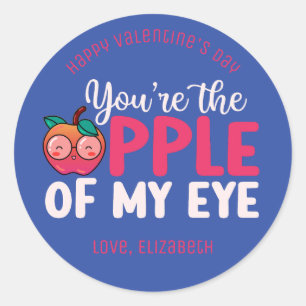 Apple of My Eye おもしろい Cute Kid Classroom Valentine ラウンドシール