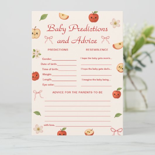 Apple of My Eye Baby Showerの予測とアドバイス 招待状 (スタンド正面)