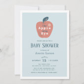 Apple of my Eye Blue Boy Baby Shower 招待状 (正面)