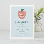 Apple of my Eye Blue Boy Baby Shower 招待状 (スタンド正面)