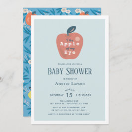 Apple of my Eye Blue Boy Baby Shower 招待状
