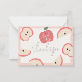 Apple of my Eye Pink Girl Baby Shower Thank You ノートカード (正面)