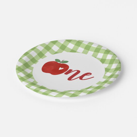 Apple of our Eyeの最初の誕生日 ペーパープレート (アングル)