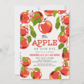 Apple of our Eyeフローラガールの最初の誕生日 招待状 (正面)