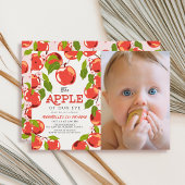 Apple of our Eyeフローラフォトガールの最初の誕生日 招待状