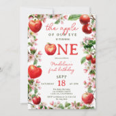 Apple of Our Eyeフローラ秋フォトファースト誕生日 招待状 (正面)