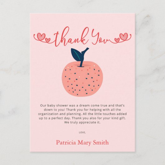 Apple of our Eye秋ベビーシャワーありがとう ポストカード (正面)