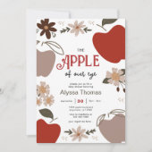 Apple of our Eye Appleをテーマにした赤ちゃんシャワー 招待状 (正面)