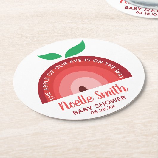 Apple of our Eye、Apple Rainbow、Baby Shower ラウンドペーパーコースター (アングル)
