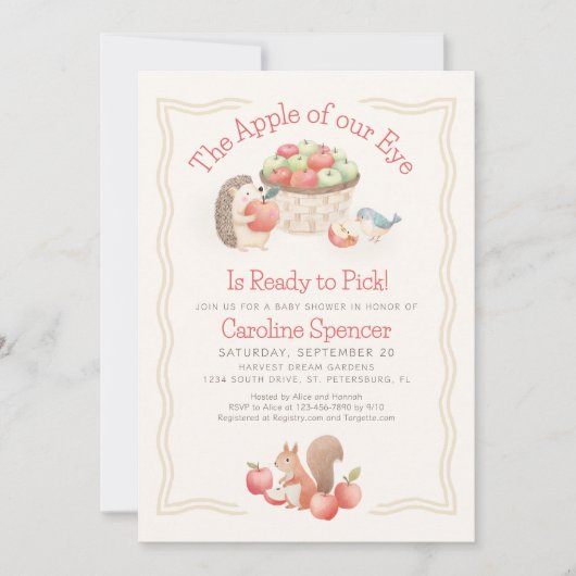 Apple of our Eye Baby Shower 招待状 (正面)