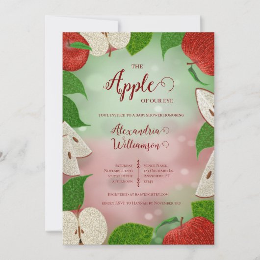 Apple of Our Eye Baby Shower Invitation Rustic シーズンカード (正面)