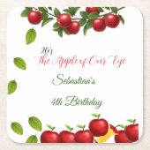 Apple of Our Eye Birthday Party スクエアペーパーコースター (正面)