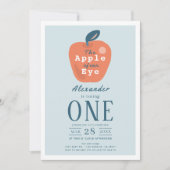 Apple of our Eye Boy Blue 1st Birthday 招待状 (正面)