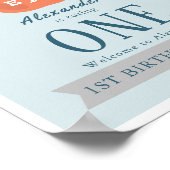 Apple of our Eye Boy Blue 1st Birthday Welcome ポスター (角)