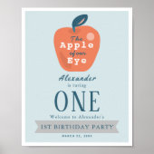 Apple of our Eye Boy Blue 1st Birthday Welcome ポスター (正面)