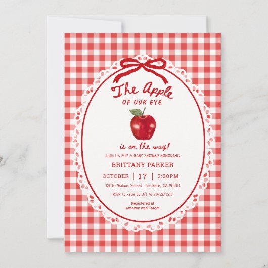 Apple of Our Eye Fall Apple Baby Shower 招待状 (正面)