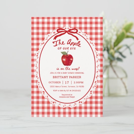 Apple of Our Eye Fall Apple Baby Shower 招待状 (スタンド正面)