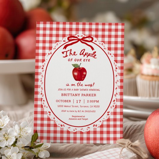 Apple of Our Eye Fall Apple Baby Shower 招待状