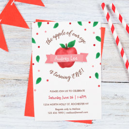 Apple of our Eye First Birthday Party 招待状