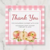 Apple of Our Eye Gingham Baby Shower フェイバータグ (正面)