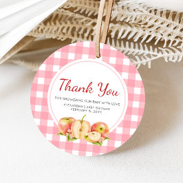 Apple of Our Eye Gingham Baby Shower フェイバータグ