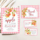 Apple of Our Eye Gingham Baby Shower 招待状