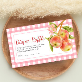Apple of Our Eye Gingham Baby Shower Diaper Raffle エンクロージャーカード