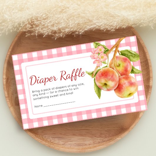 Apple of Our Eye Gingham Baby Shower Diaper Raffle エンクロージャーカード